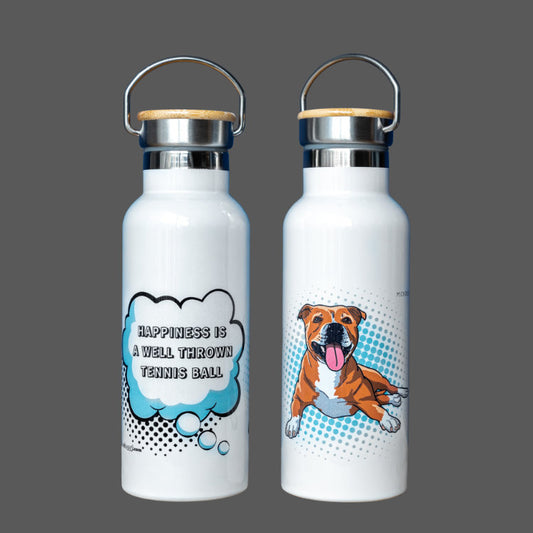 Staffordshire Terrier Gift Water Bottle (artist Maria Castillo)