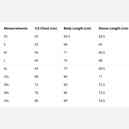 Sweatshirt Justhoods size chart