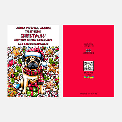 Pug Xmas card front & back